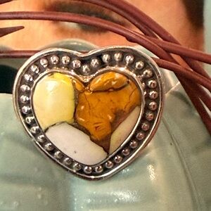 Honey Dahlia Heart-Shaped Ring 
Sterling Silver 
Size 5 1/2 -6